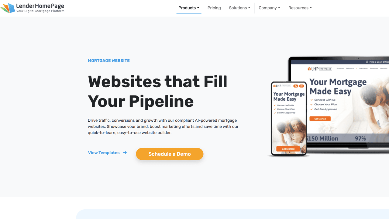 LenderHomePage mortgage website platform